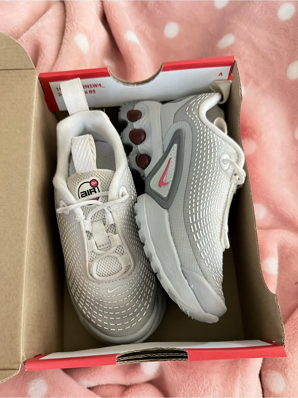 Nike Kids White & Gray Sneakers with Red Accents